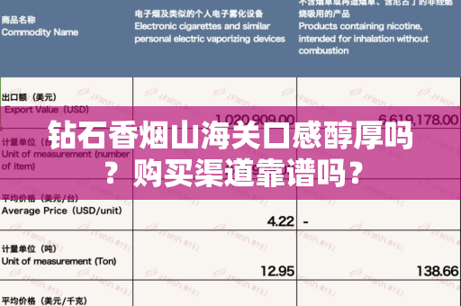 钻石香烟山海关口感醇厚吗？购买渠道靠谱吗？
